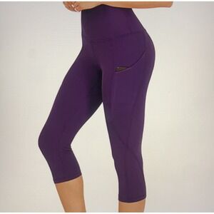 Tesla Purple Capri Leggings High Waist Athletic Workout Yoga Pants Small